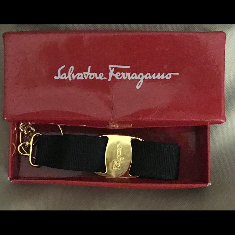 New Ferragamo Keychain Black Vara Bow New in Box